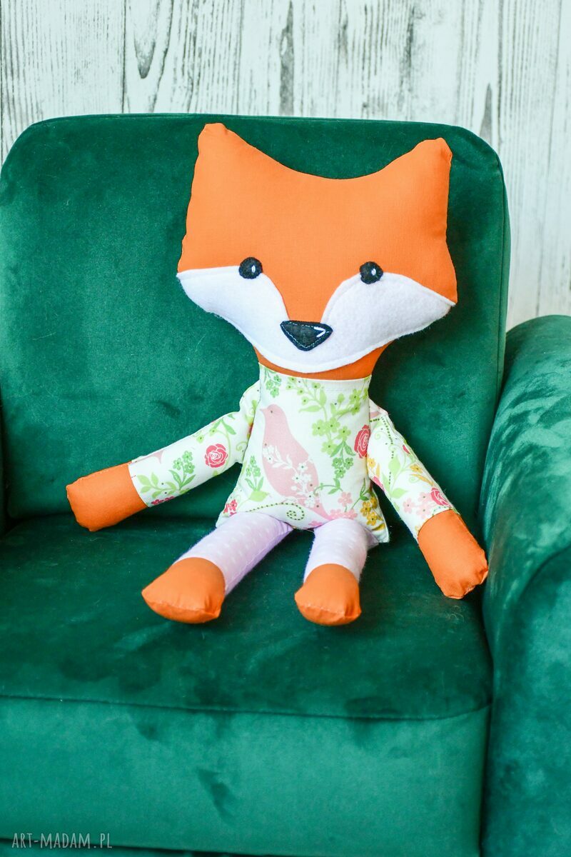 Sprytny lisek Lenka 42 cm - przytulanka handmade dla dziewczynki