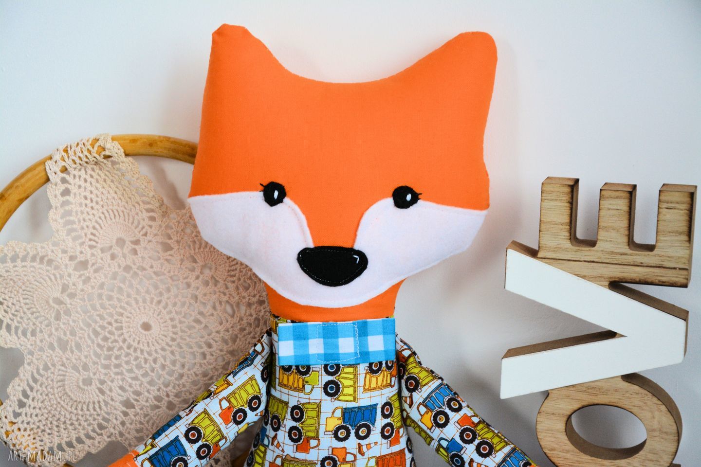 Sprytny lisek Kamil 42 cm - ręcznie szyta maskotka handmade