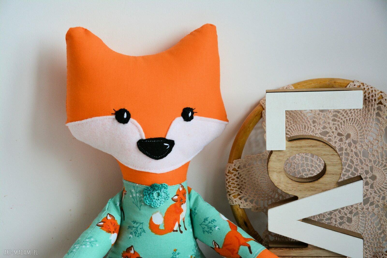 Sprytny lisek Michasia - handmade maskotka 42 cm dla dziewczynki