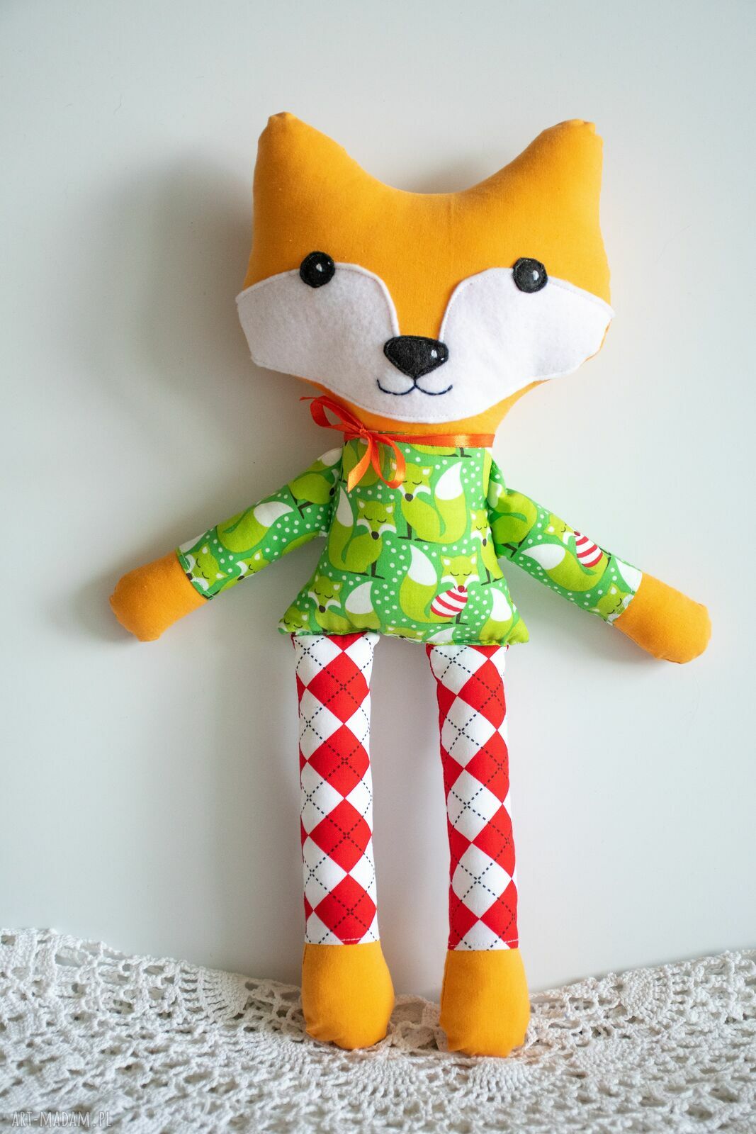 Sprytny lisek Asia - ręcznie szyta przytulanka 44 cm