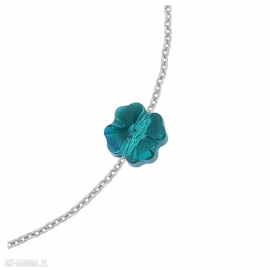 Srebrna bransoletka zdobiona szmaragdową koniczynką SWAROVSKI® CRYSTAL