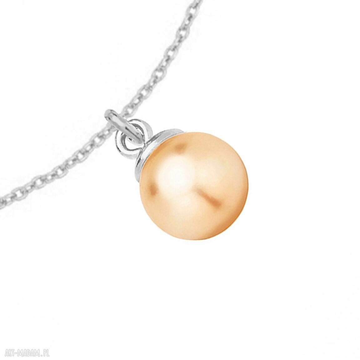 bransoletki: Srebrna bransoletka łososiową perłą SWAROVSKI® CRYSTAL ręcznie wykonane