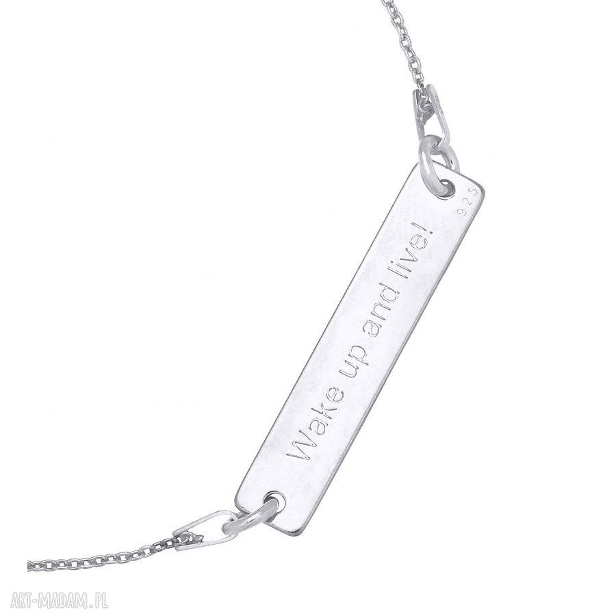 bransoletki: Srebrna bransoletka Wake up and live! ręcznie zrobione