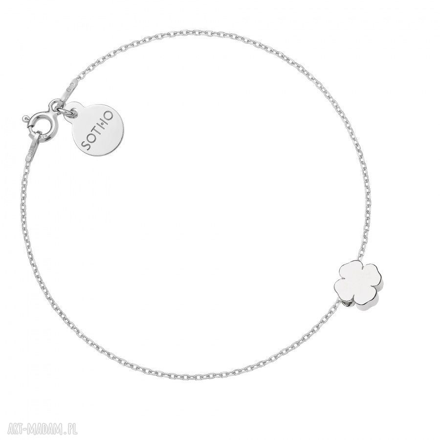 Srebrna bransoletka delikatnĄ koniczynkĄ łańcuszek zawieszka