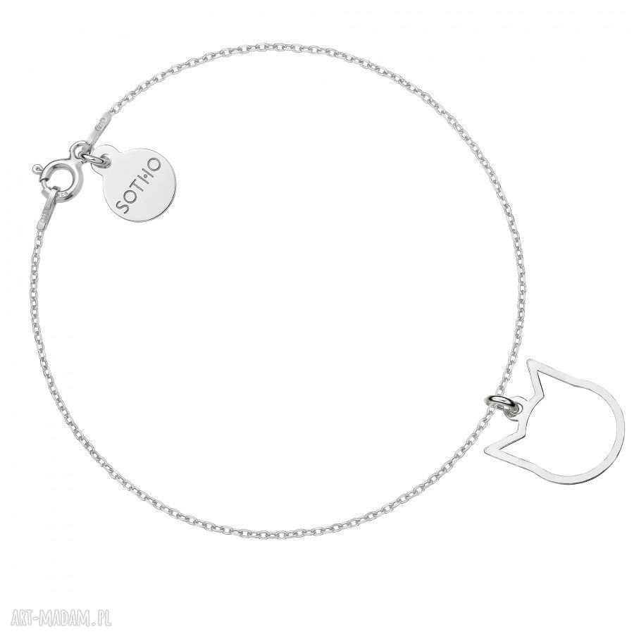 Srebrna bransoletka delikatnym kotkiem srebro kot minimalistyczna