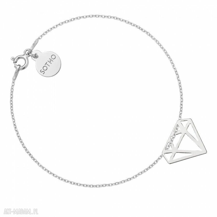 Srebrna bransoletka diamentem minimalistyczna delikatna srebro