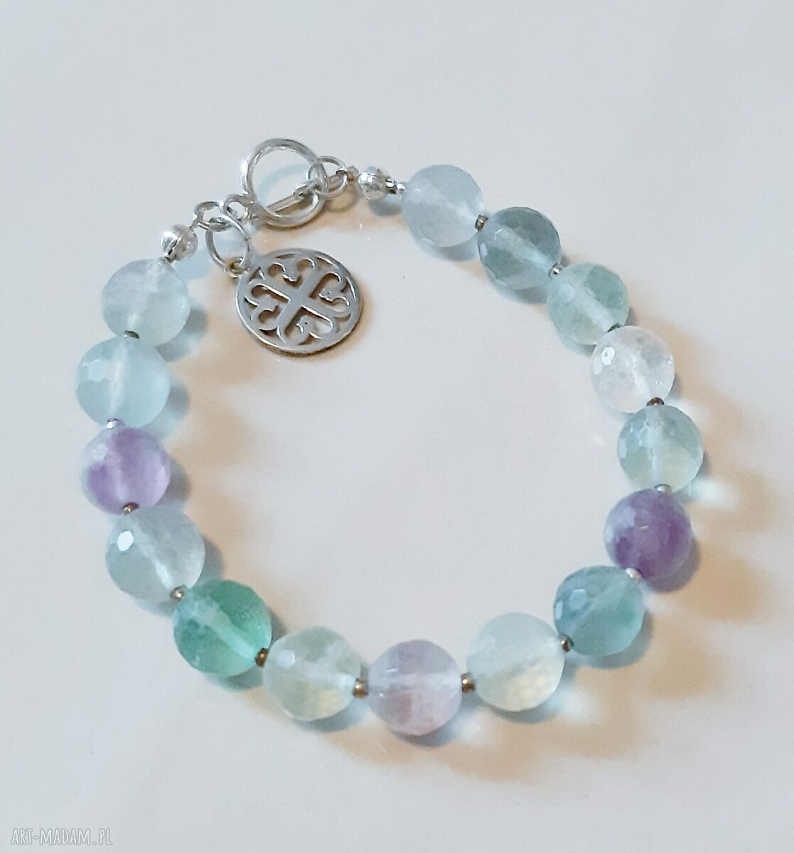 bransoletki: Srebrna bransoletka z fluorytu Hand Made