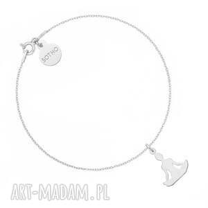 srebrna bransoletka z joginką w pozycji kwiatu lotosu, srebro, joga