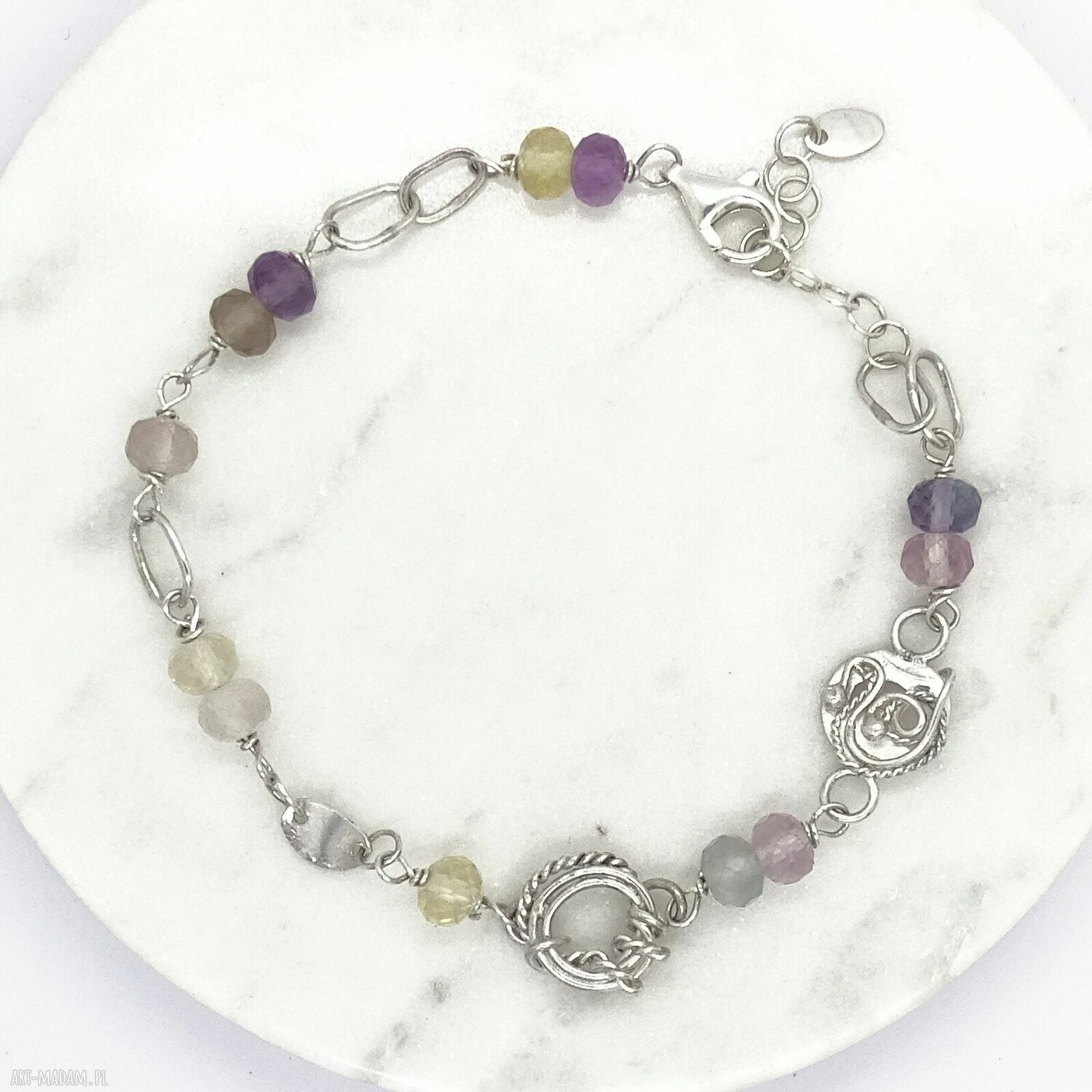 Srebrna bransoletka z fluorytem 925 - Lunar Amulets