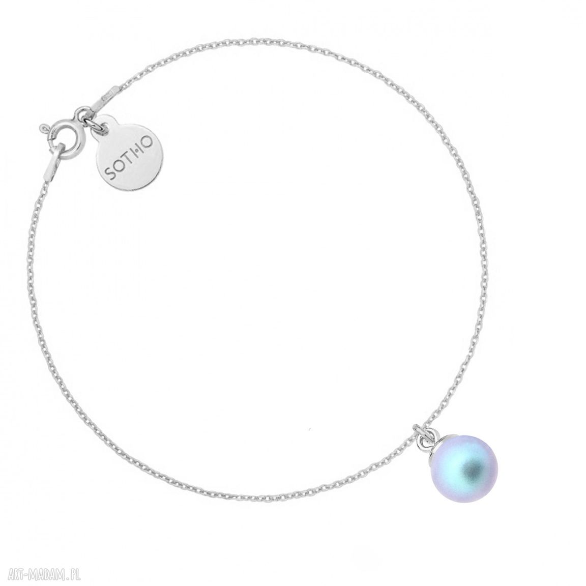 Srebrna bransoletka niebieską perłą swarovski® crystal zawieszka