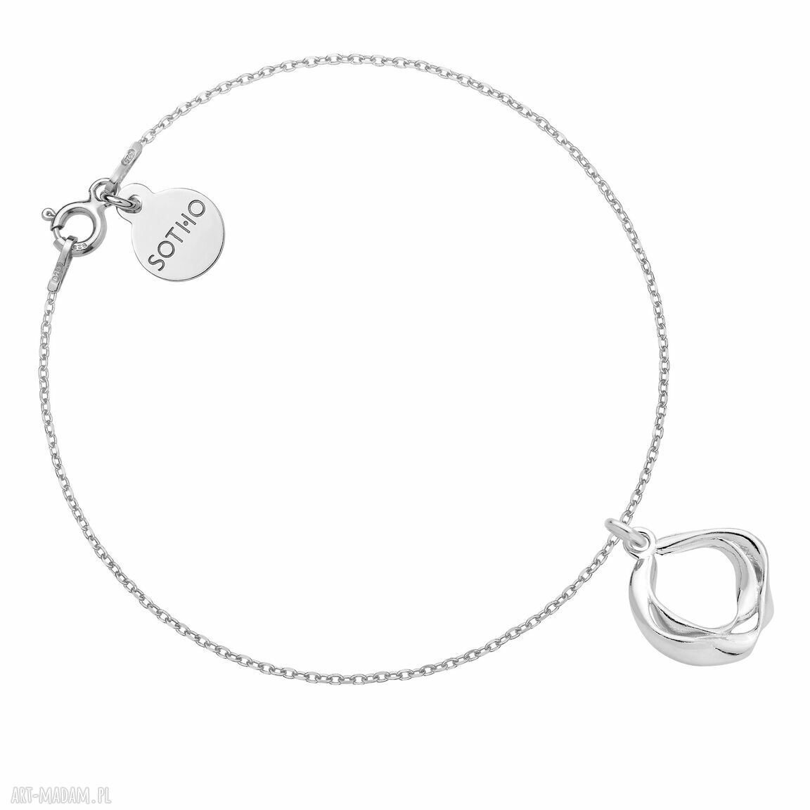 Srebrna bransoletka 925 z ozdobną zawieszką i wisiorkiem z logo - 18 cm