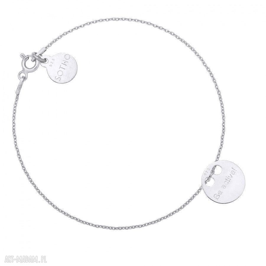 Srebrna bransoletka pełną karmą active grawer delikatna