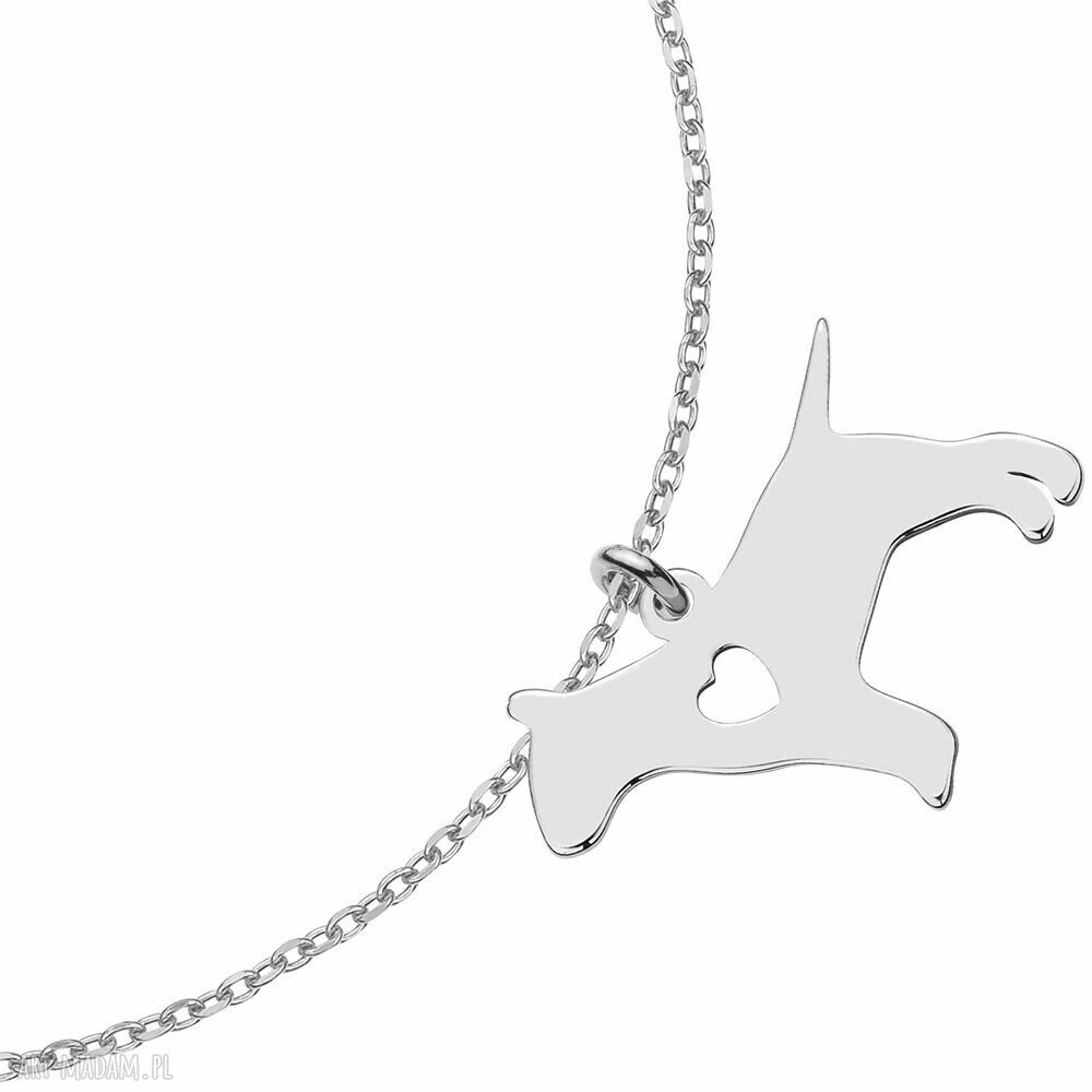 bransoletki: Srebrna bransoletka z psem rasy bulterier Ręcznie wykonane