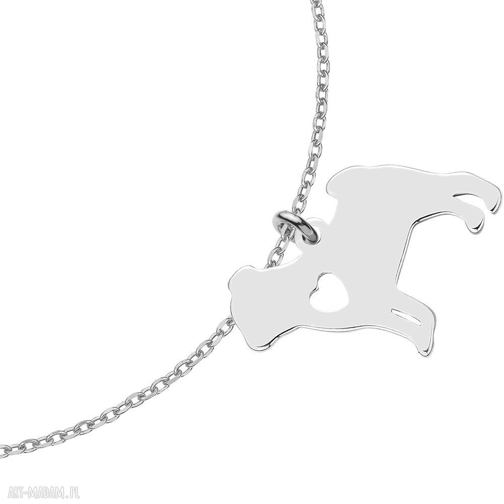 bransoletki: Srebrna bransoletka z psem rasy mops Ręcznie robione