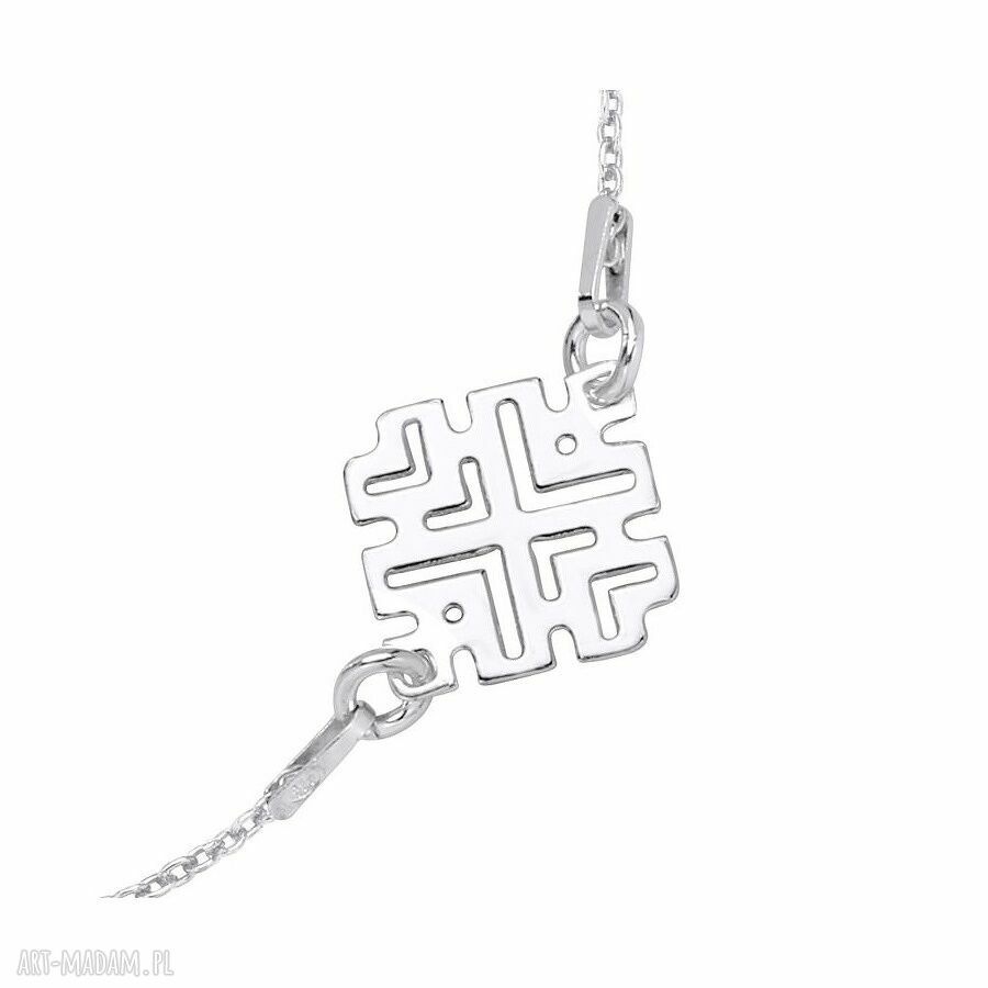 bransoletki: SREBRNA BRANSOLETKA Z ROZETKĄ ZDOBIONA CHWOSTEM W KOLORZE FUKSJI Ręcznie