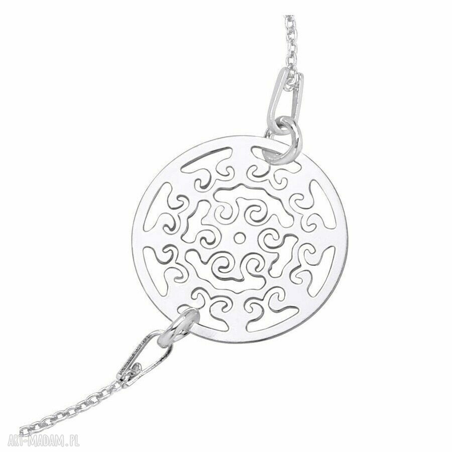 bransoletki: SREBRNA BRANSOLETKA Z ROZETKĄ ZDOBIONA NIEBIESKIM CHWOSTEM Ręcznie wykonane