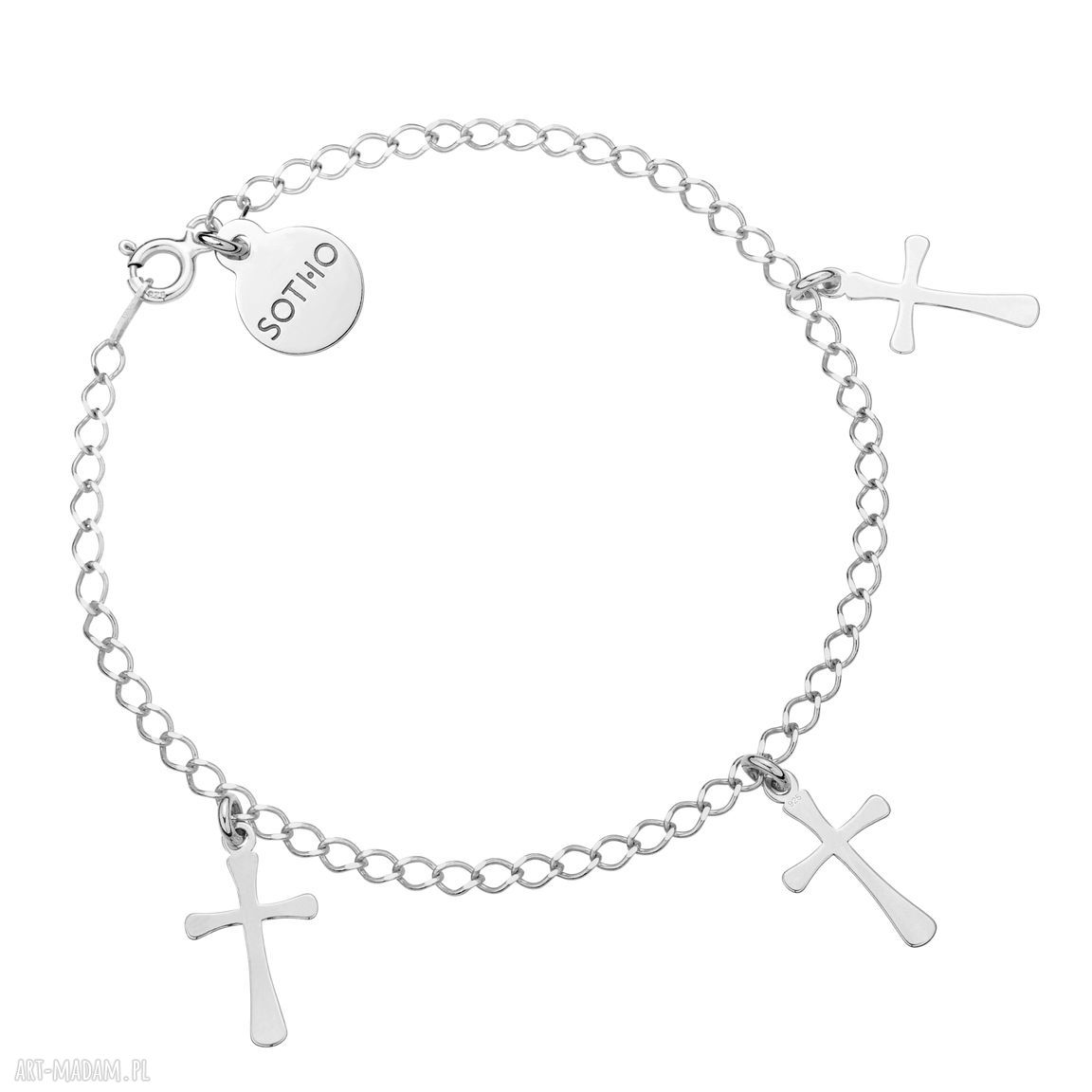 Srebrna bransoletka trzema krzyżykami modowa krzyże