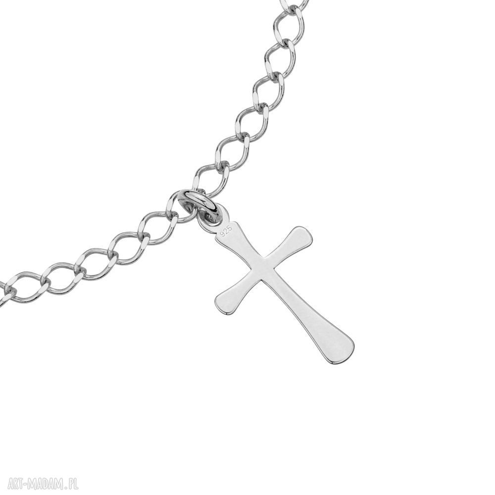 bransoletki: Srebrna bransoletka z trzema krzyżykami hand made