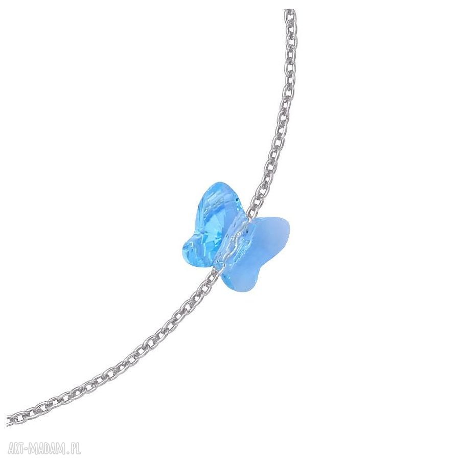 bransoletki: Srebrna bransoletka zdobiona niebieskim motylkiem SWAROVSKI® CRYSTAL