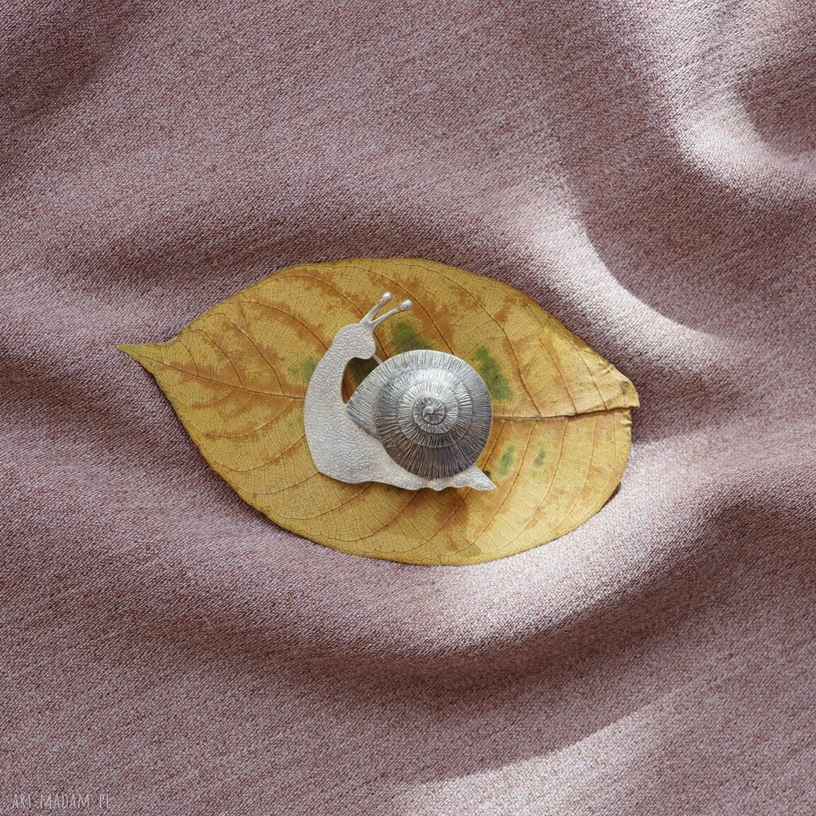 Srebrna broszka ślimak - Natura Wiosna, retro handmade