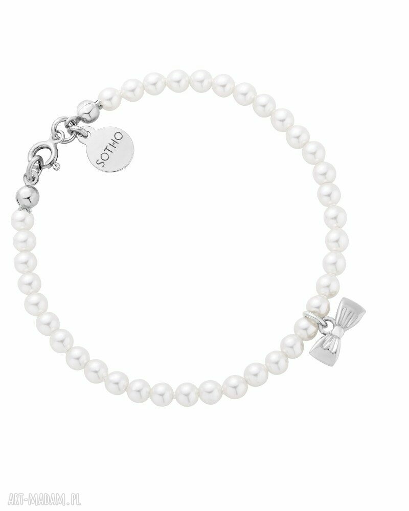 Srebrna dziecięca bransoletka z białych pereł Swarovski