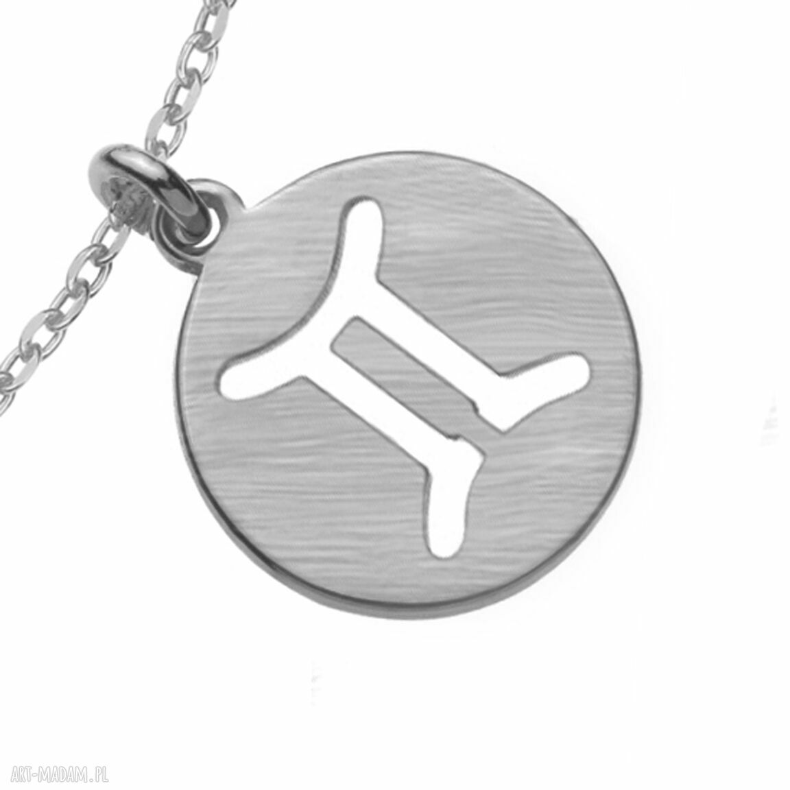 bransoletki: Srebrna matowa bransoletka z zodiakiem Bliźniąt ręcznie wykonane