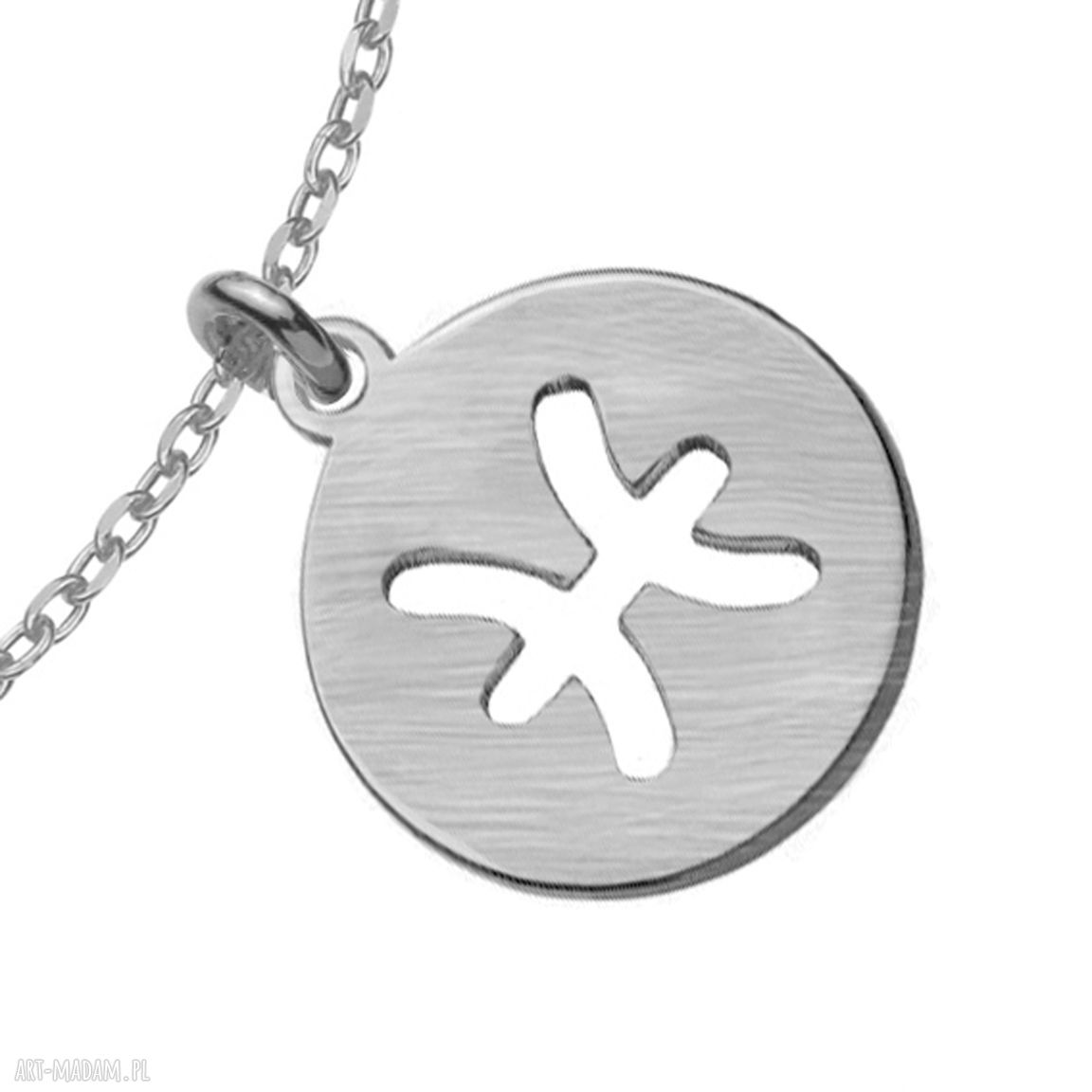 bransoletki: Srebrna matowa bransoletka z zodiakiem Ryb ręczne wykonanie