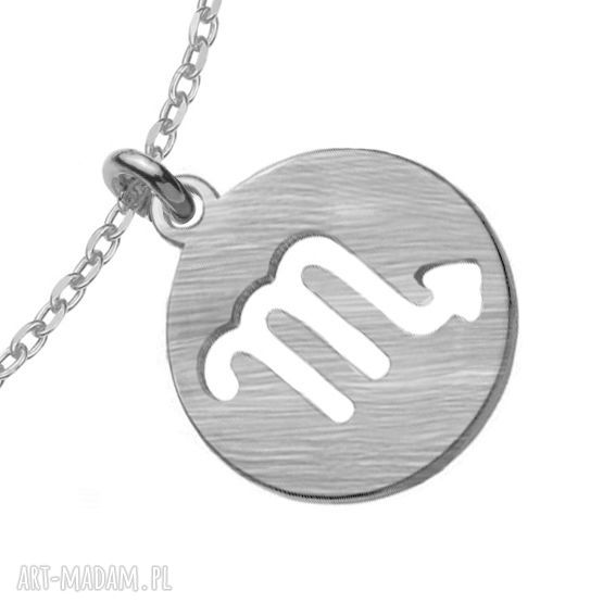 bransoletki: Srebrna matowa bransoletka z zodiakiem Skorpiona ręcznie wykonane