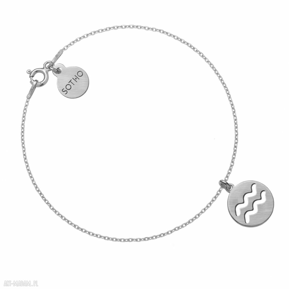 Srebrna matowa bransoletka zodiakiem wodnika zawieszka zodiak