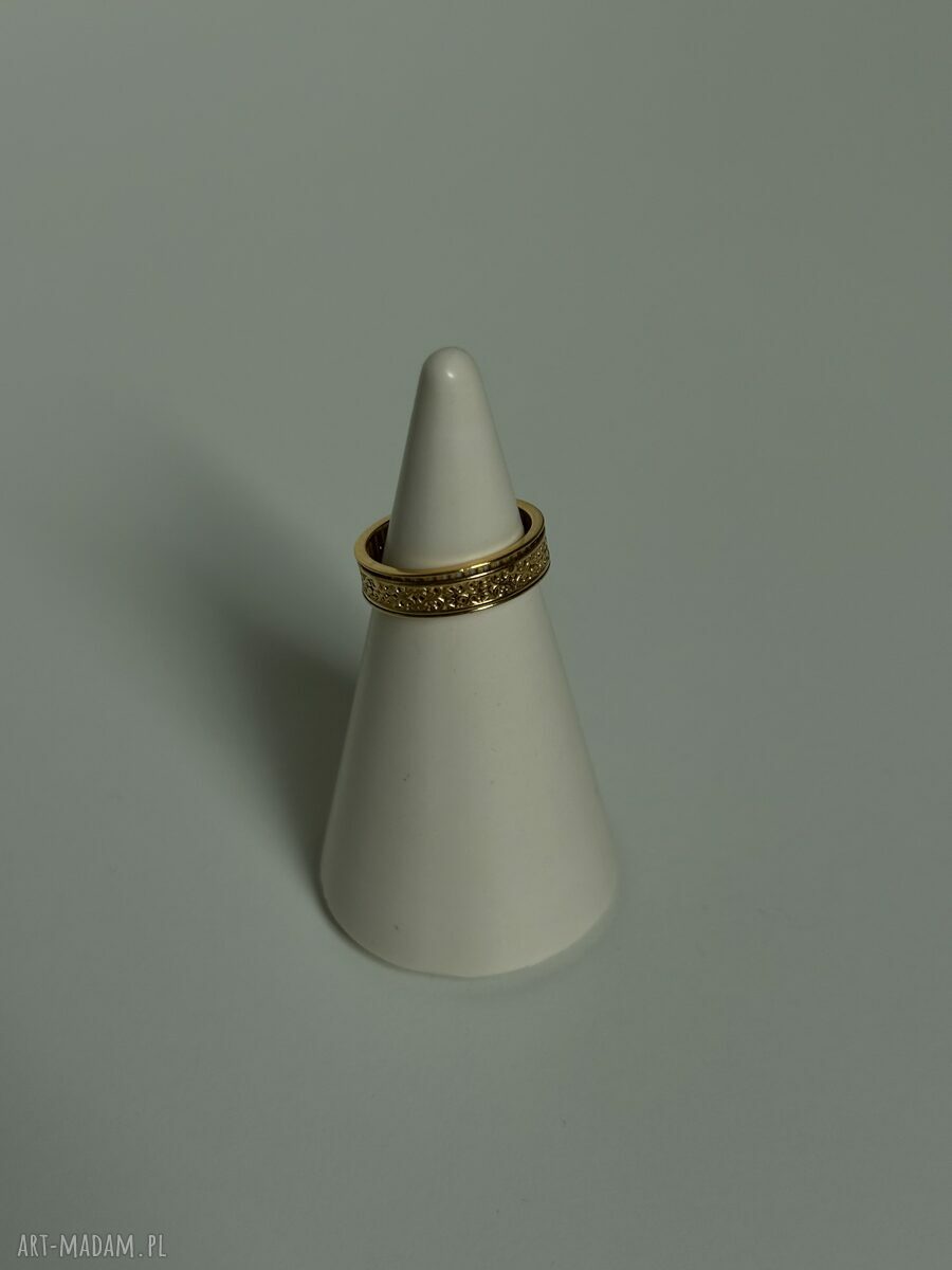 pierścionki: Srebrna obrotowa obrączka z listeczkami handmade