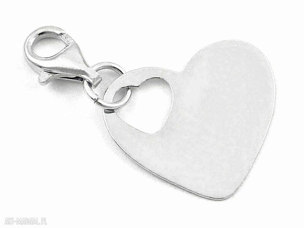 Srebrna zawieszka do bransoletki charms - serduszko z blaszki