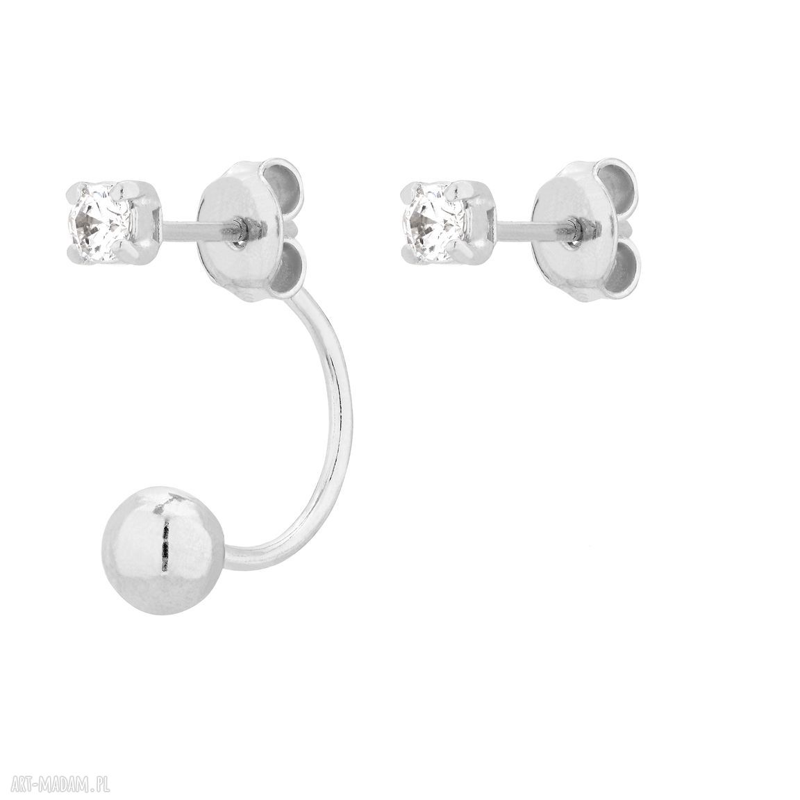 Srebrne asymetryczne kolczyki Swarovski Crystal 3 mm na sztyfty