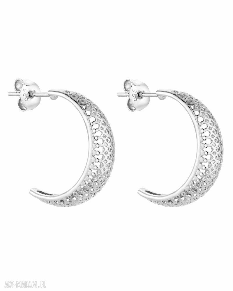 Srebrne ażurowe kolczyki srebro półkola całość wykonana sotho