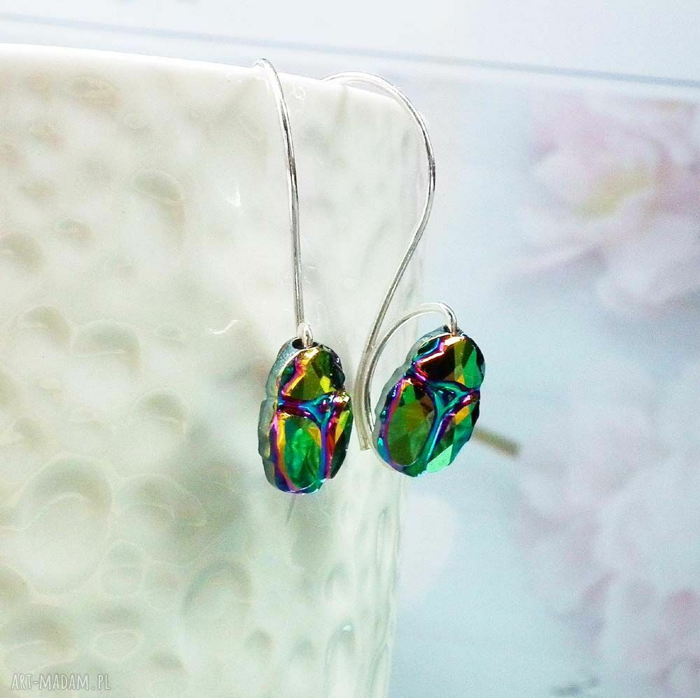 Srebrne kolczyki Swarovski Skarabeusze - błysk na co dzień i na wieczór