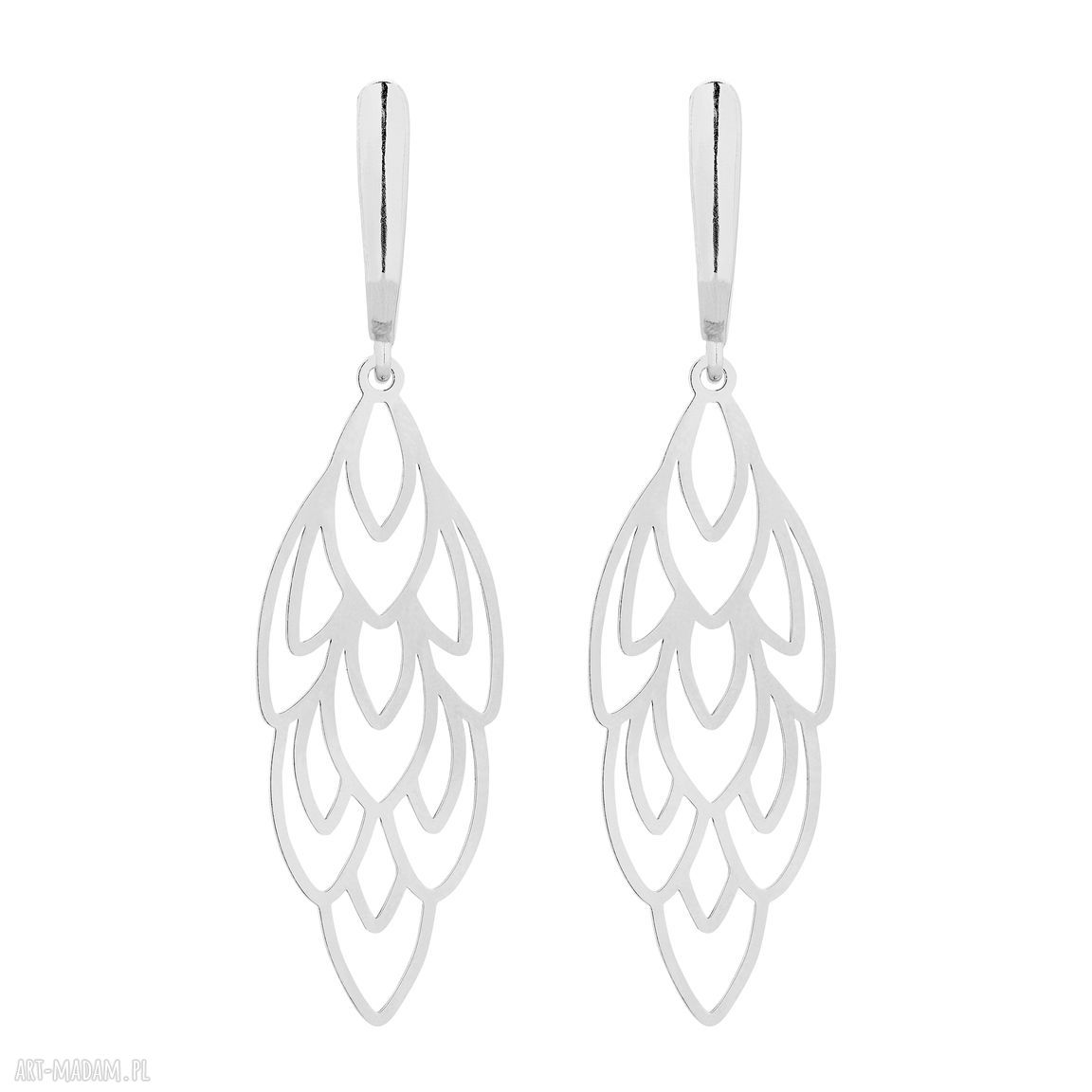 Srebrne długie kolczyki rozetami rozety boho duże wiszące