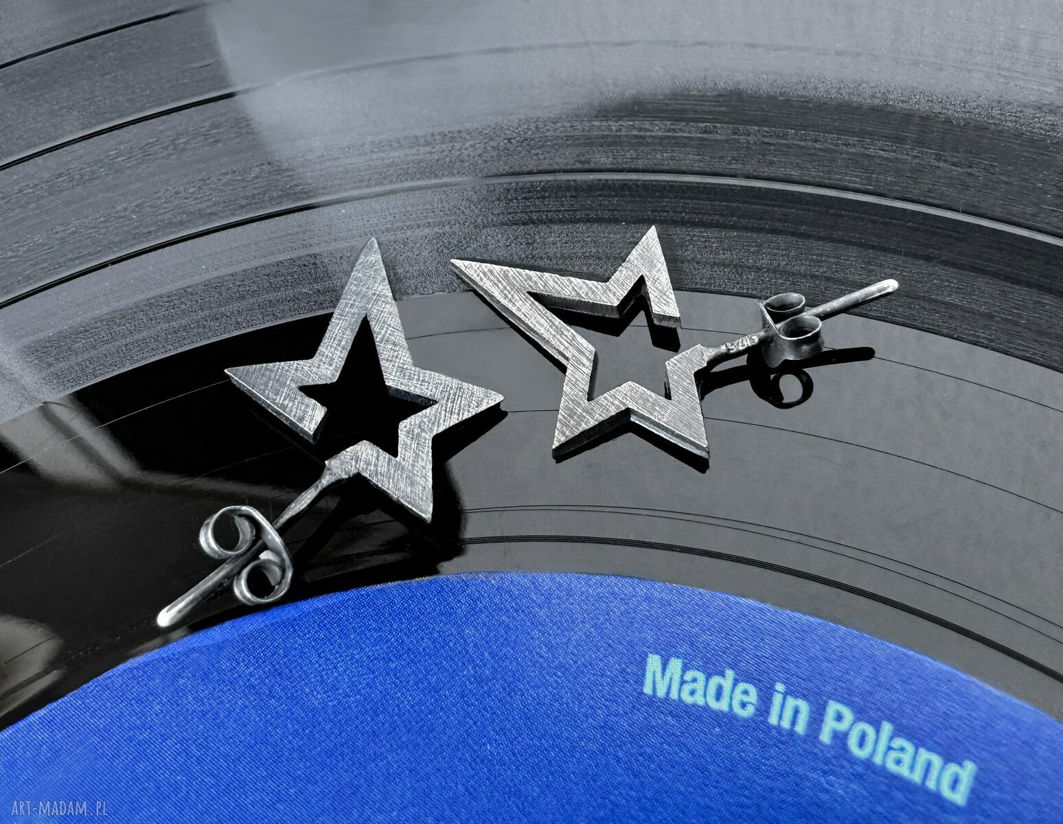 Srebrne kolczyki wkrętki Gwiazdki Rockstar dark - oksydowane 925 (wersja mniejsza)