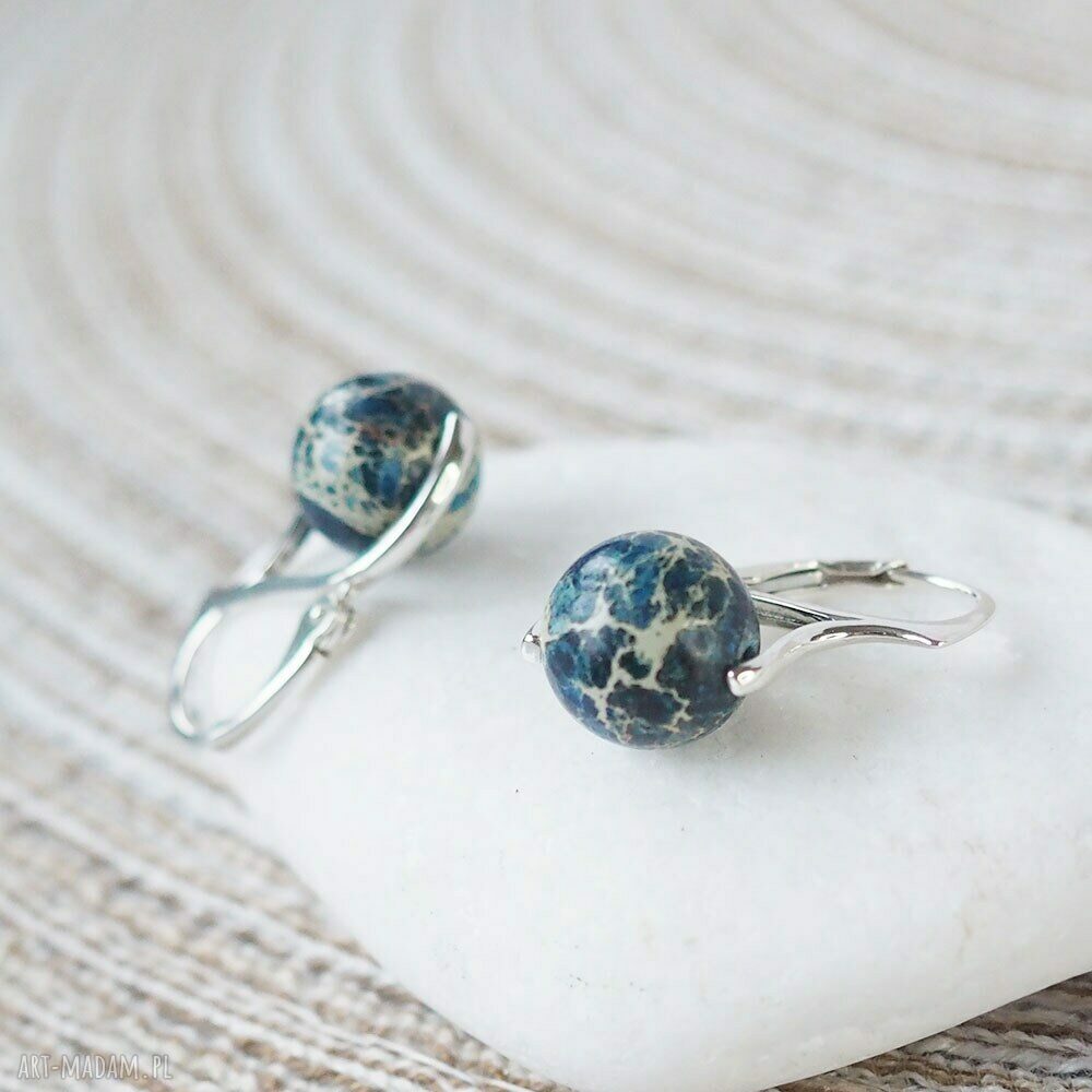 Srebrne kolczyki z jaspisem cesarskim denim blue