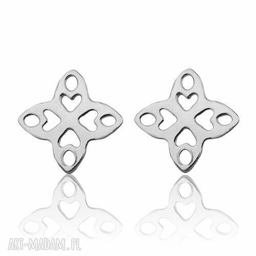 Srebrne kolczyki arabskie rozetki sztyfty srebro modowe delikatne