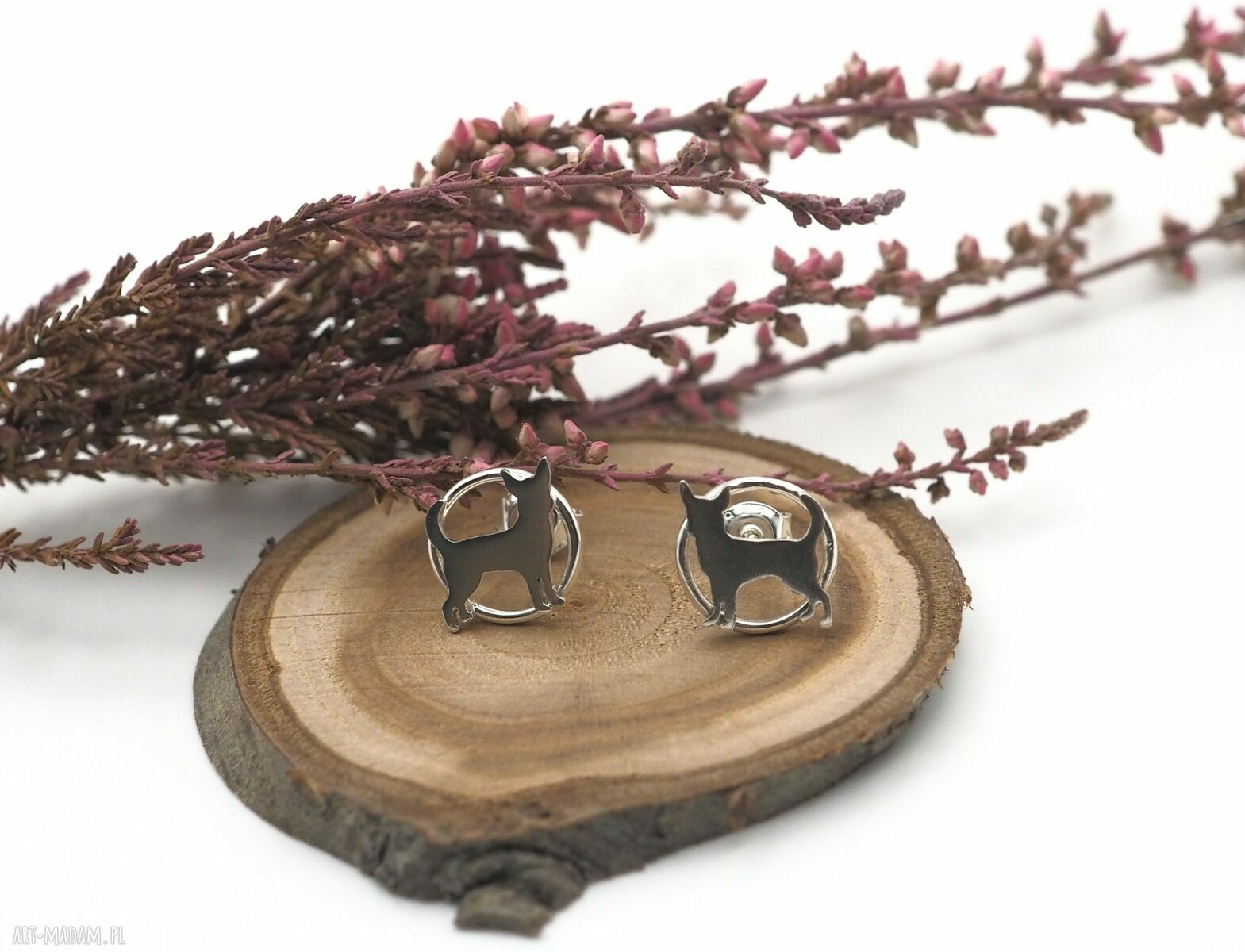 Srebrne kolczyki Chihuahua MINI FAUNA w srebrze 0,925