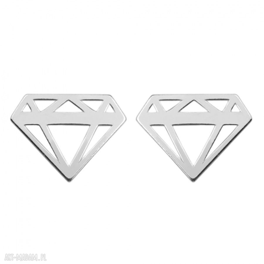 Srebrne kolczyki diamenty 7x9 mm na sztyftach - srebro 925