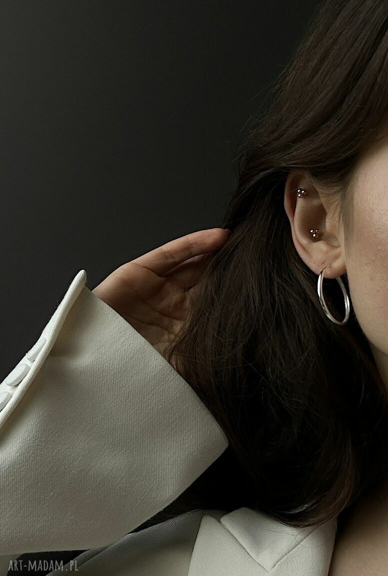 kolczyki: Srebrne kolczyki grube koła Handmade