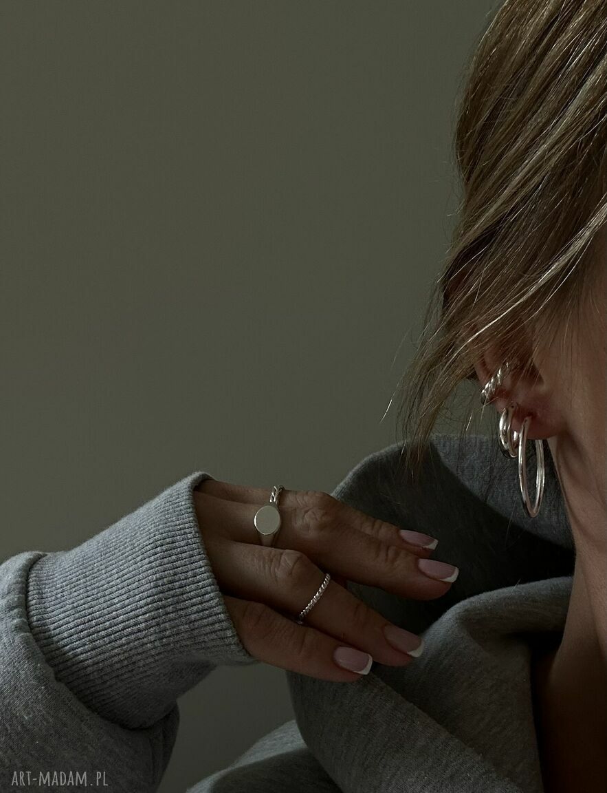 kolczyki: Srebrne kolczyki grube koła Handmade