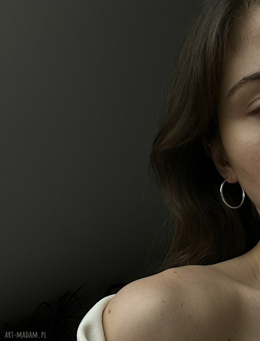 kolczyki: Srebrne kolczyki grube koła Handmade