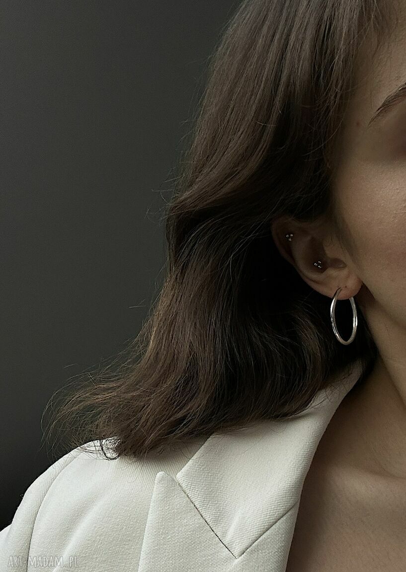 kolczyki: Srebrne kolczyki grube koła Handmade