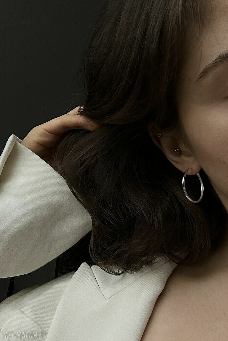 kolczyki: Srebrne kolczyki grube koła Handmade