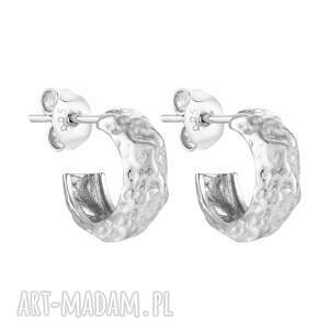 srebrne kolczyki grube małe gniecione półkola sotho