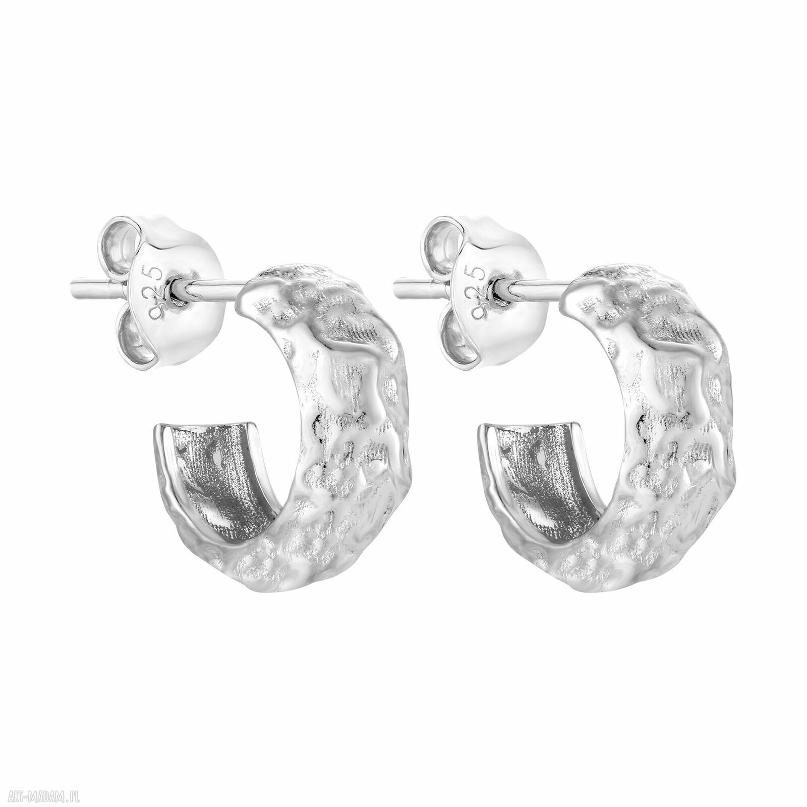 Srebrne kolczyki grube półkola 13 mm - sztyfty ze srebra 925 Sotho