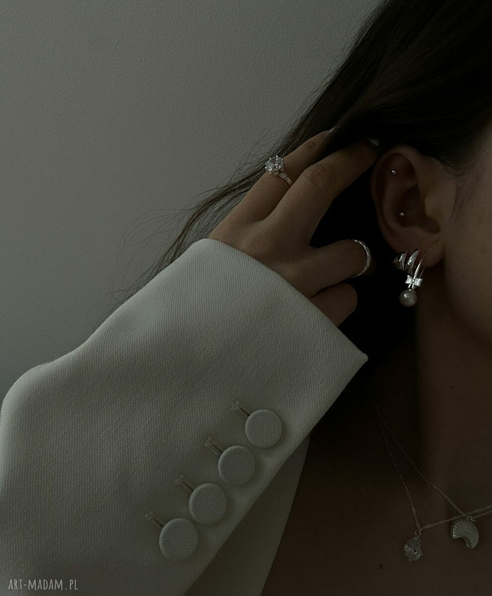 kolczyki: Srebrne kolczyki grube półkola HandMade