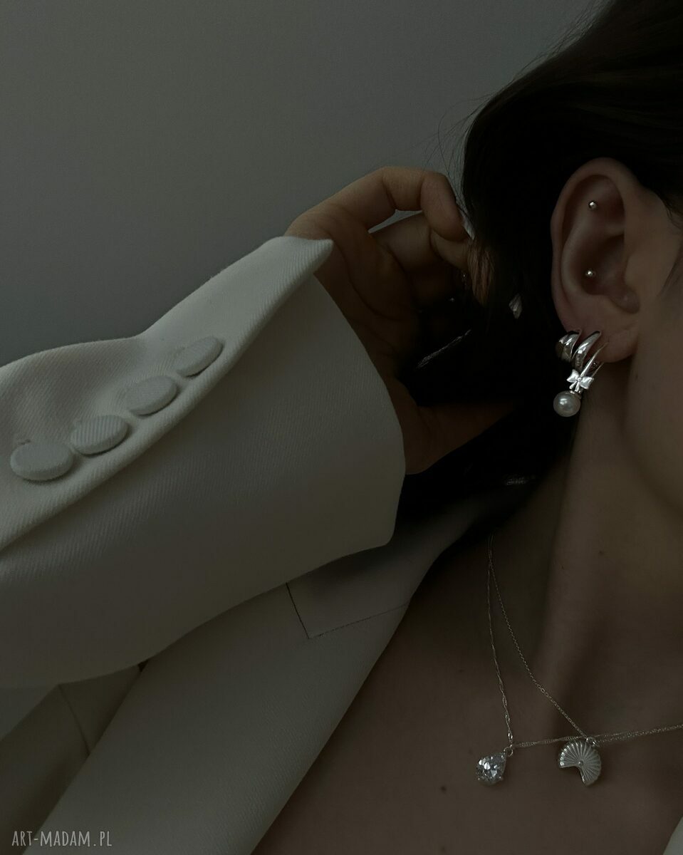 kolczyki: Srebrne kolczyki grube półkola HandMade