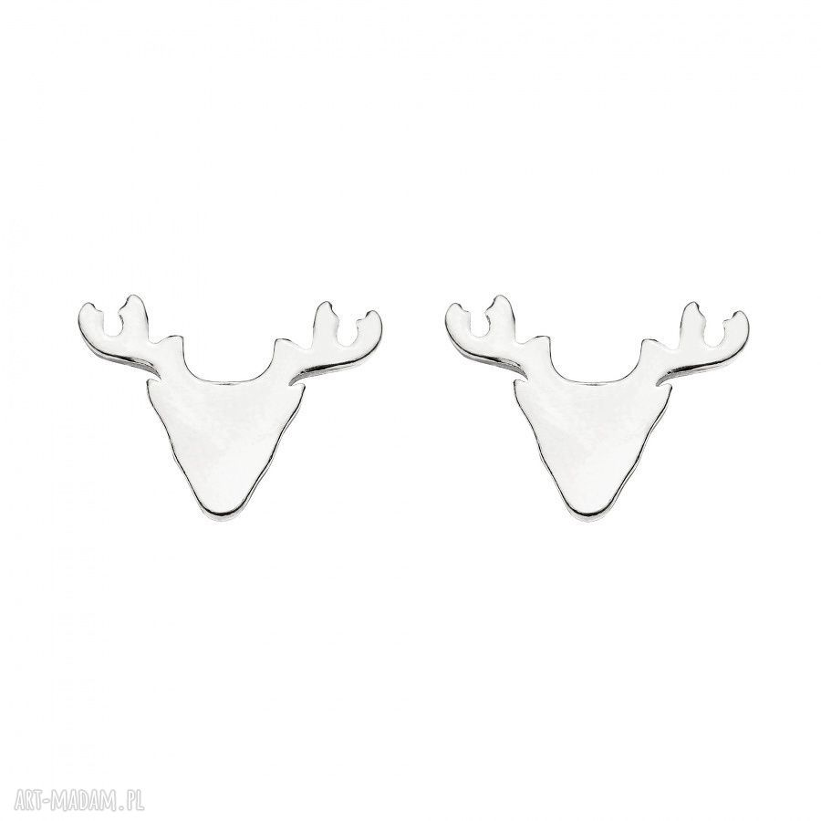 Srebrne kolczyki jelenie blogerskie sztyfty srebro jeleń modowe